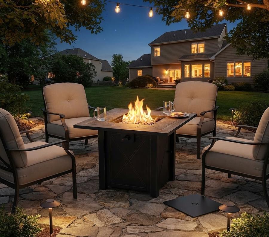HOTEAGLE Ceramic-Top Propane Fire Pit Table
